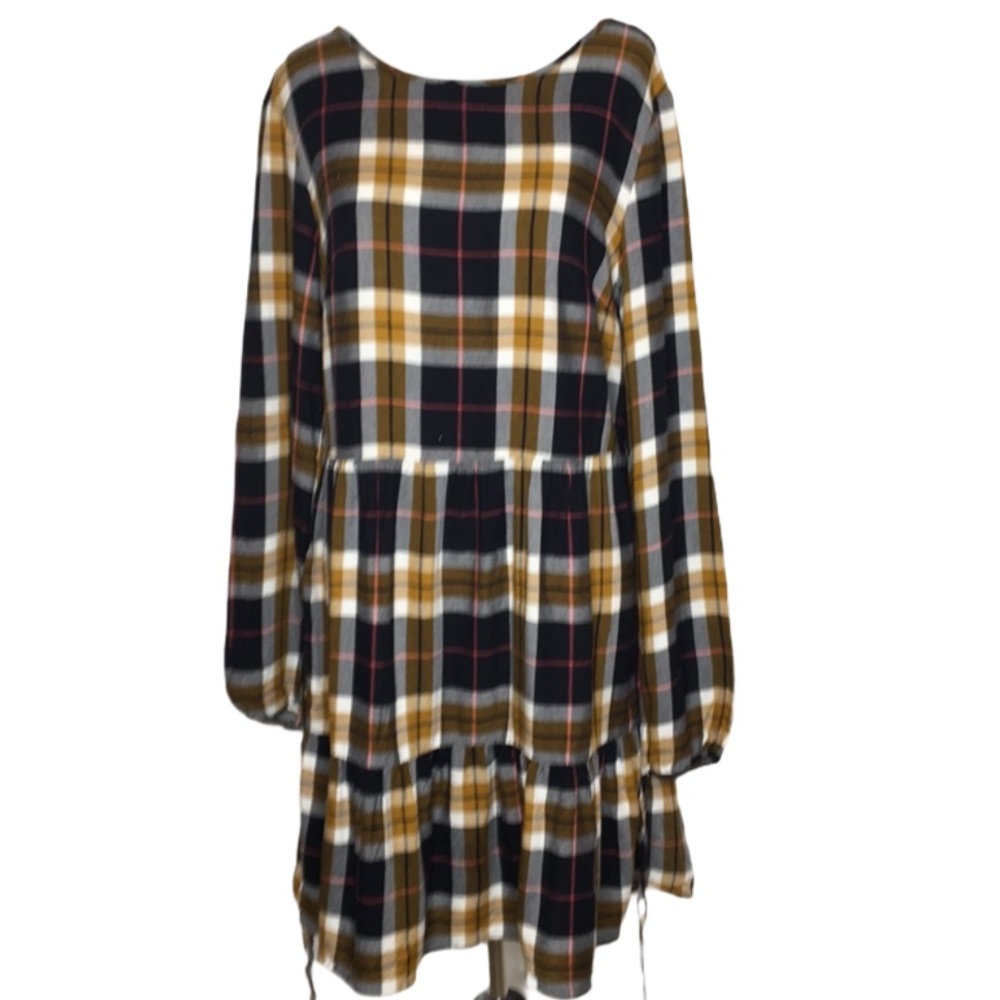 Long sleeve lightweight plaid flannel dress